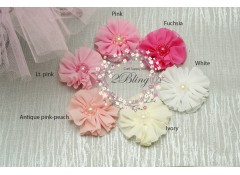 Chiffon Flower, BALLERINA PEARLS - 6cm, Pack of 3